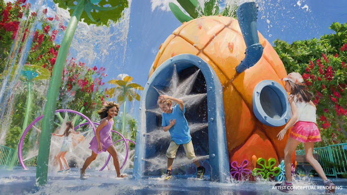 A rendering of Nickelodeon's SpongeBob SquarePants Bikini Bottom at the forthcoming Universal Kids Resort in Texas.