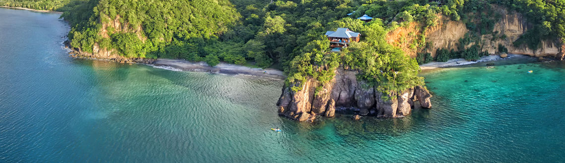 Aerial view of Secret Bay in Dominica. Secret Bay, resorts in Dominica, Dominica resorts