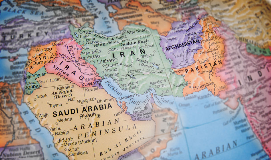 Map of the Middle East region.
