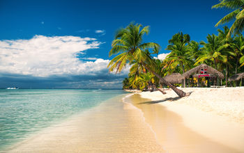 Tropical beach on Saona Island, Dominican Republic.