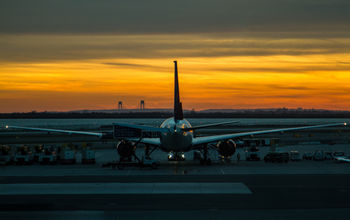 Plane parked at JFK airport in New York.