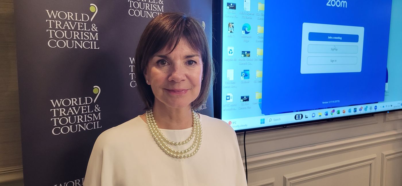 Image: “[Travel] is going to represent 11.4 percent of the world economy and we will be giving employment to 450 million people.” Julia Simpson, WTTC. (Photo Credit: Brian Major)