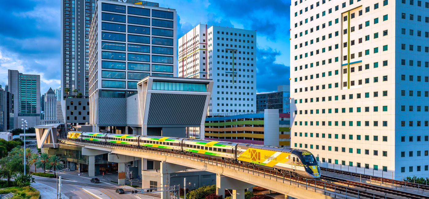 Image: Brightline train at MiamiCentral station. (Photo Credit: Brightline)