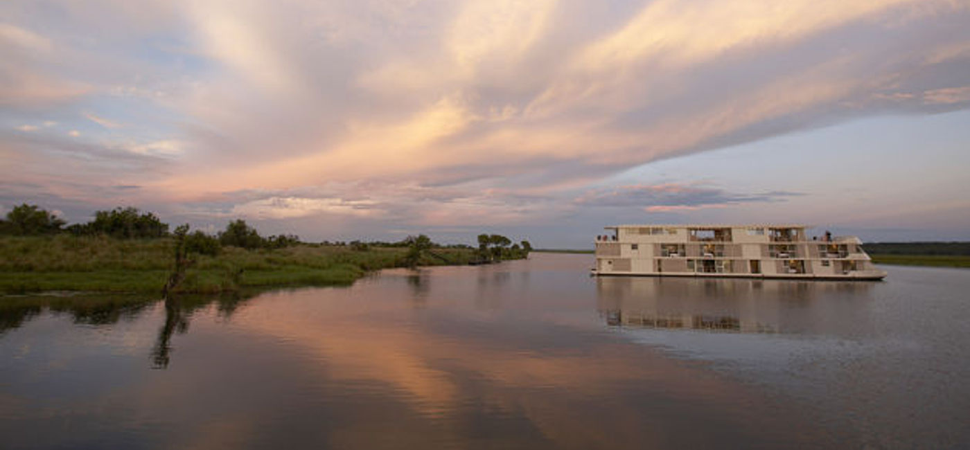 Image: PHOTO: The AmaWaterways Zambezi Queen on the Chobe River. (photo courtesy of AmaWaterways)