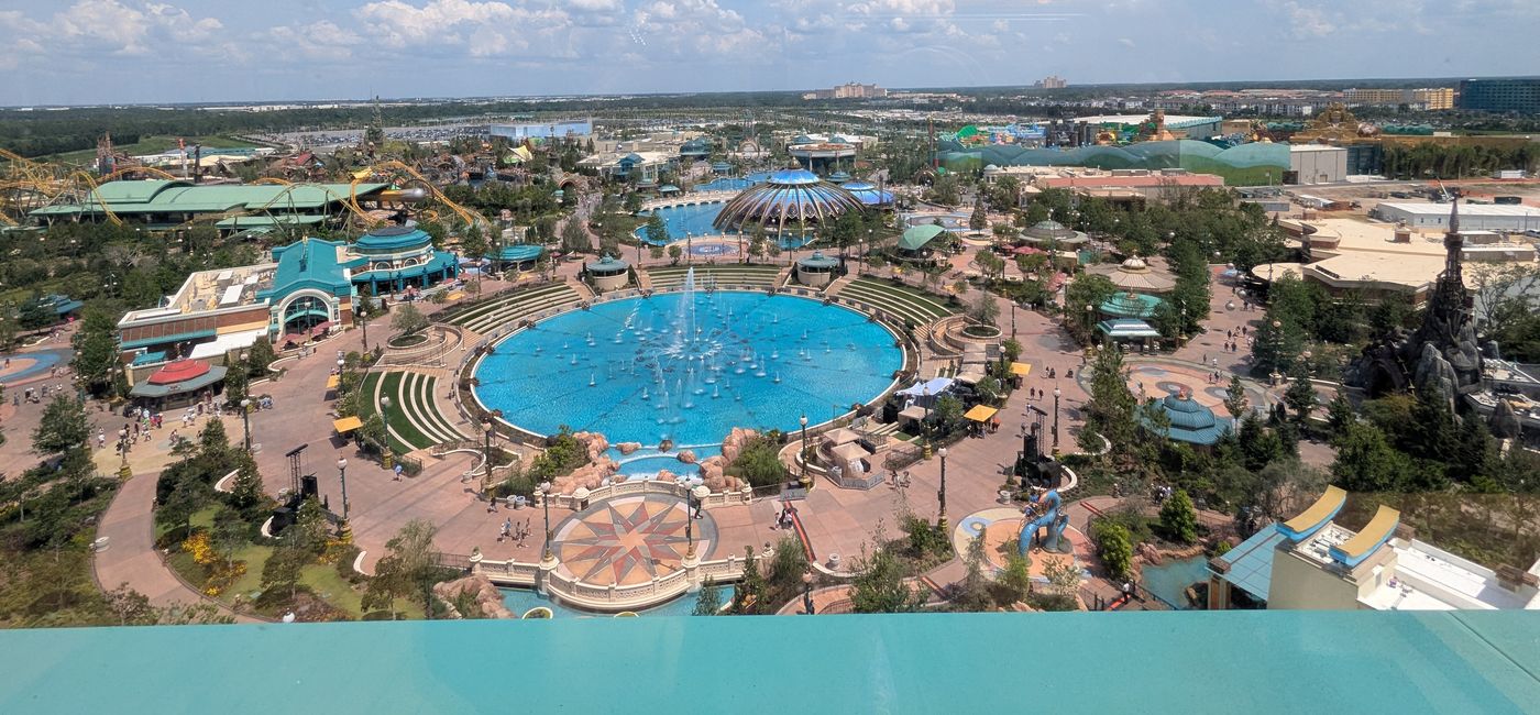 Photo: An aerial view of Epic Universe from  Helios Bar at Helios Hotel (Photo Credit: Eric Bowman)