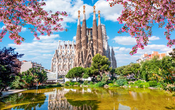 The Sagrada Familia basilica in Barcelona, Spain.