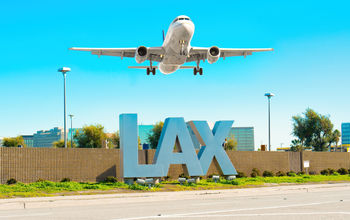 A plane taking off from Los Angeles International Airport (LAX).