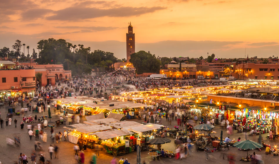 Jamaa el Fna market square, Marrakesh, Morocco.