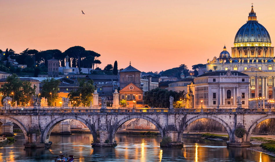 St. Peter's basilica, rome, bridge in rome, italy, churches in rome