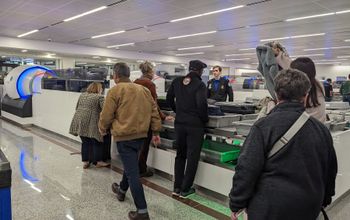 TSA security line, airport, travel
