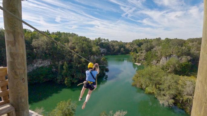 Ziplining in Florida's Ocala National Forest.
